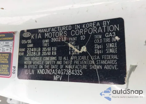 2016 Kia Soul из США, поврежденный, VIN KNDJN2A24G7384335